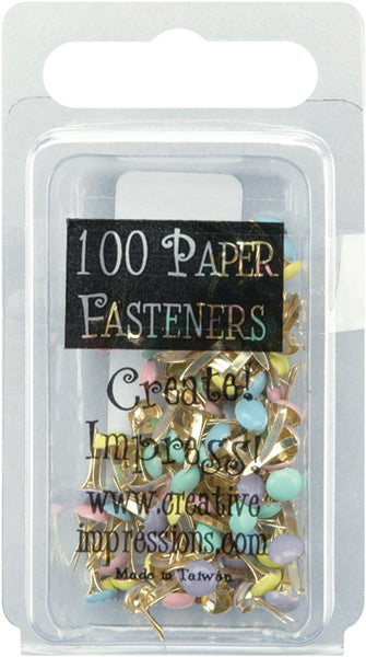 Creative Impressions Mini Metal Paper Fasteners 3mm 100/Pkg-Round - Pastel