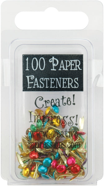 Creative Impressions Mini Metal Paper Fasteners 3mm 100/Pkg-Round - Metallic