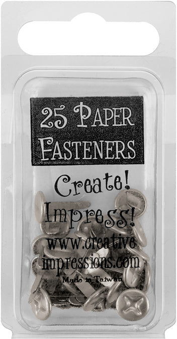 Creative Impressions Metal Paper Fasteners 10mm 25/Pkg-Screw Heads - Pewter