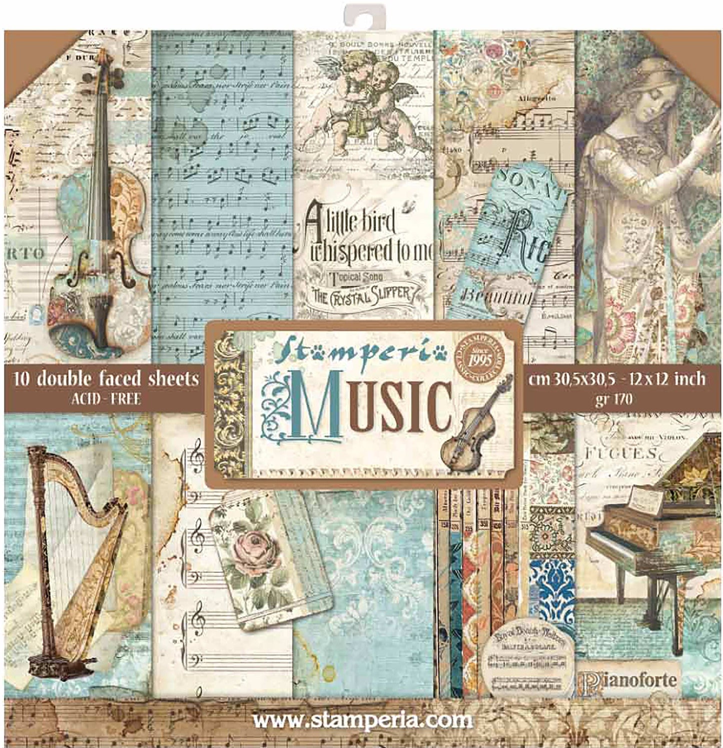 Stamperia Double-Sided Paper Pad 12"X12" 10/Pkg-Music, 10 Designs/1 Each