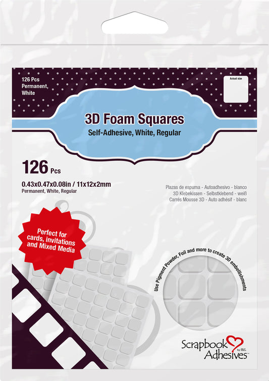 Scrapbook Adhesives 3D Self-Adhesive Foam Squares 126/Pkg-White .5"X.5"