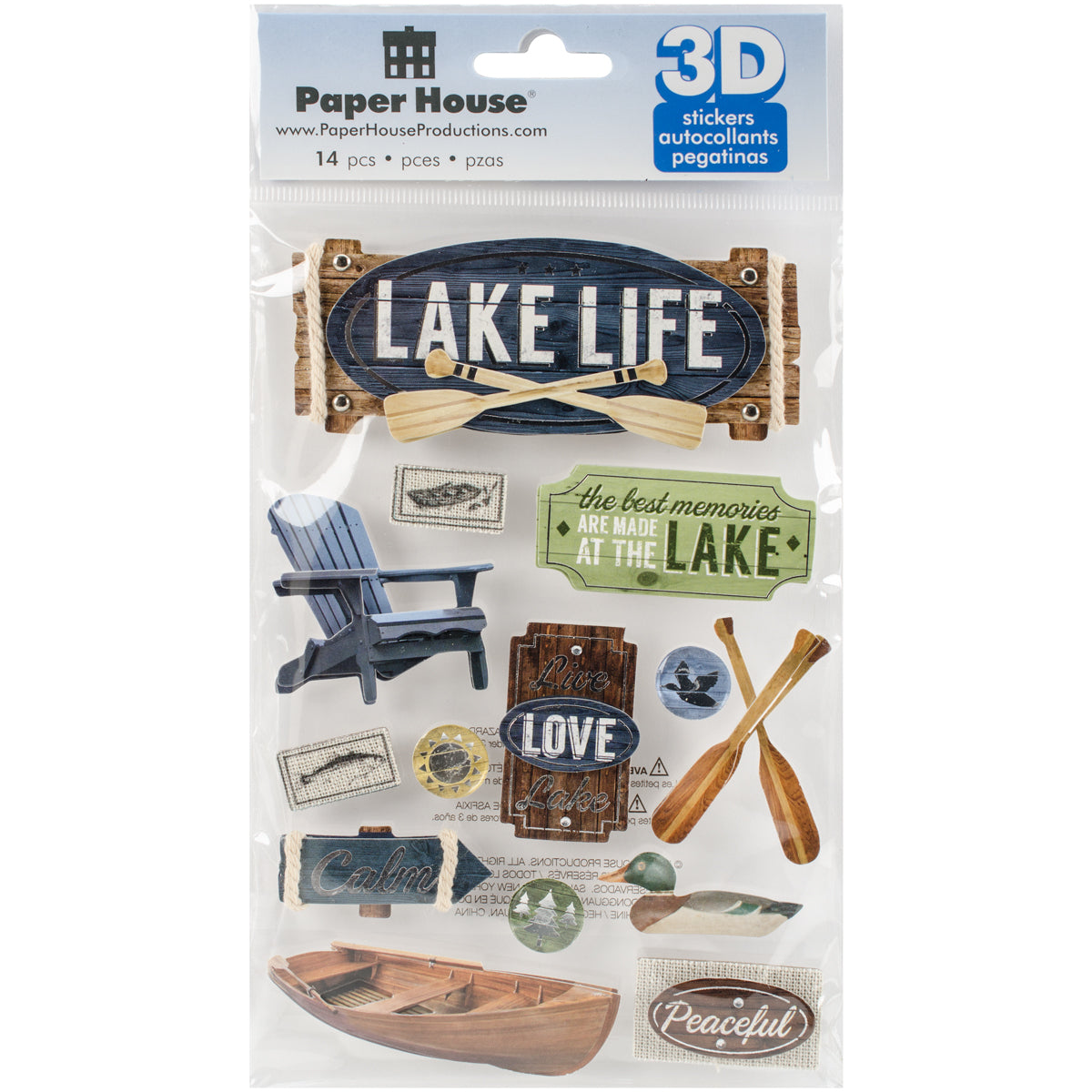 Paper House 3D Stickers 4.5"X7.5"-Lake Life