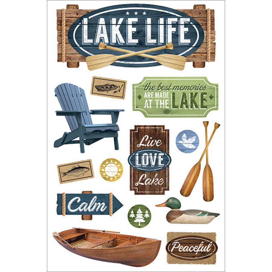 Paper House 3D Stickers 4.5"X7.5"-Lake Life