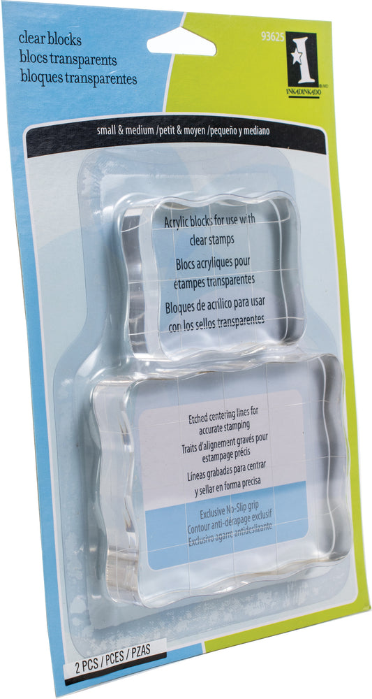 Inkadinkado Clear On Clear Acrylic Blocks 2/Pkg-Small 2.25"X1.75", Medium 3.5"X2.5"