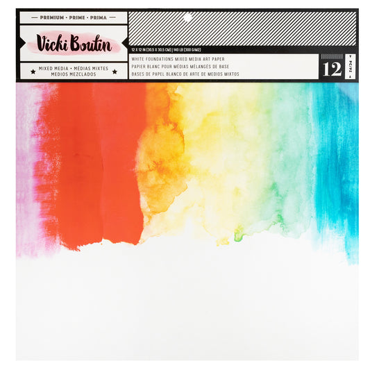 Vicki Boutin Mixed Media Foundations Paper 12"X12" 12/Pkg-Smooth White, 140lb