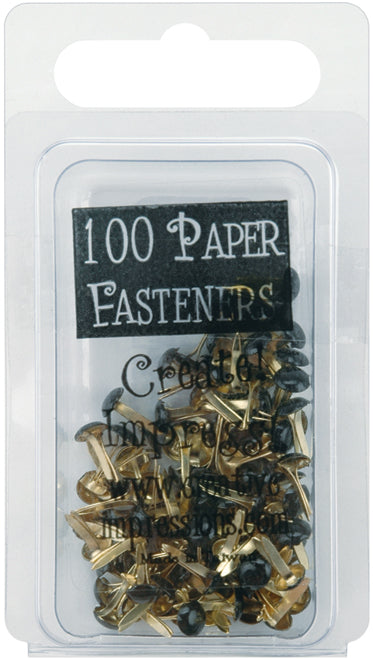 Creative Impressions Mini Metal Paper Fasteners 3mm 100/Pkg-Round - Black