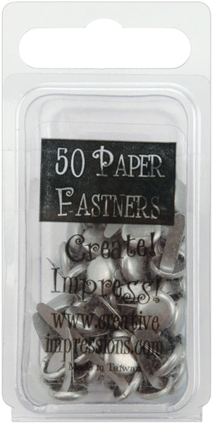 Creative Impressions Metal Paper Fasteners 7mm 50/Pkg-Round - Pewter