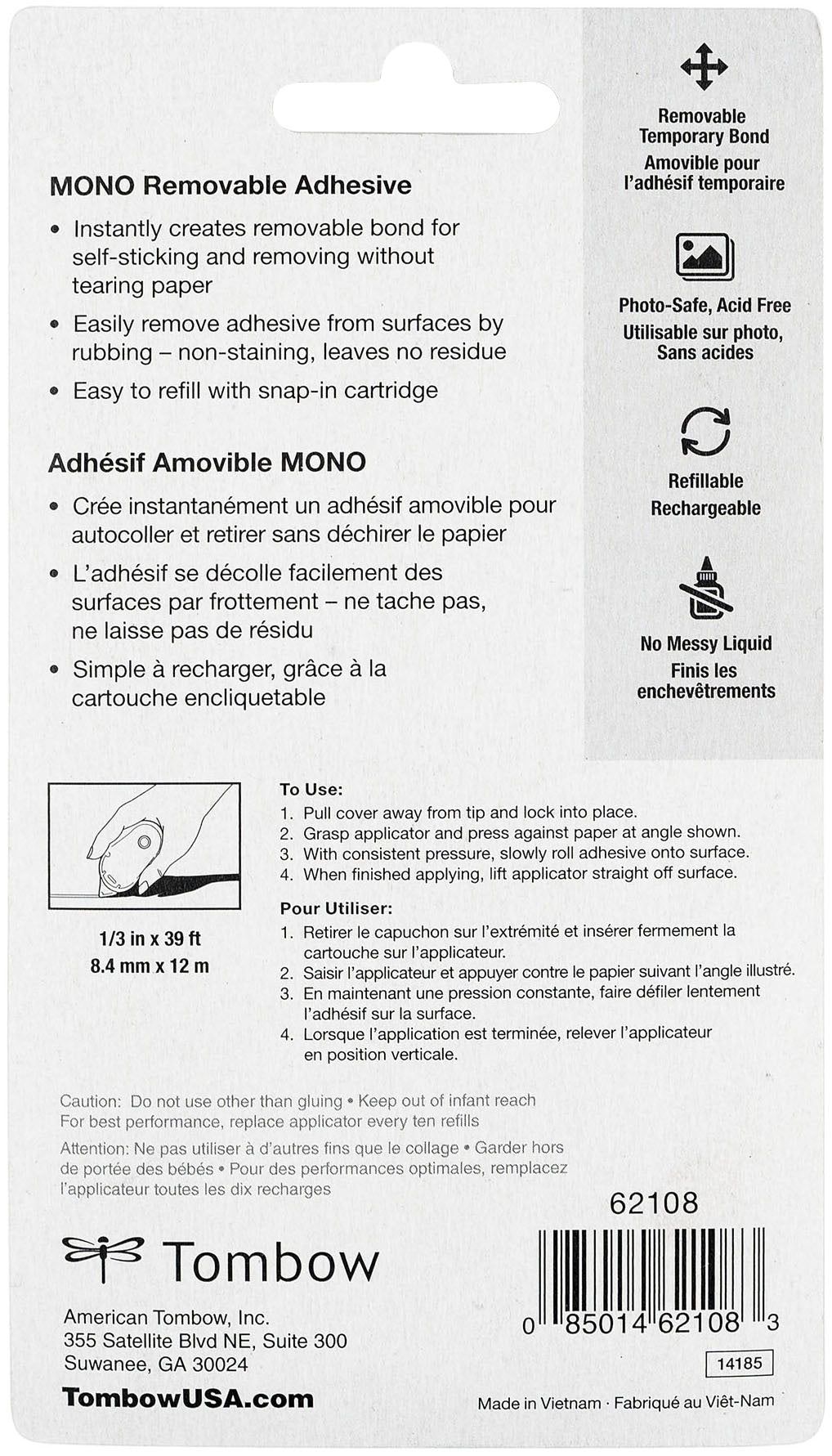 Mono Adhesive Dispenser Removable-.33"X39'