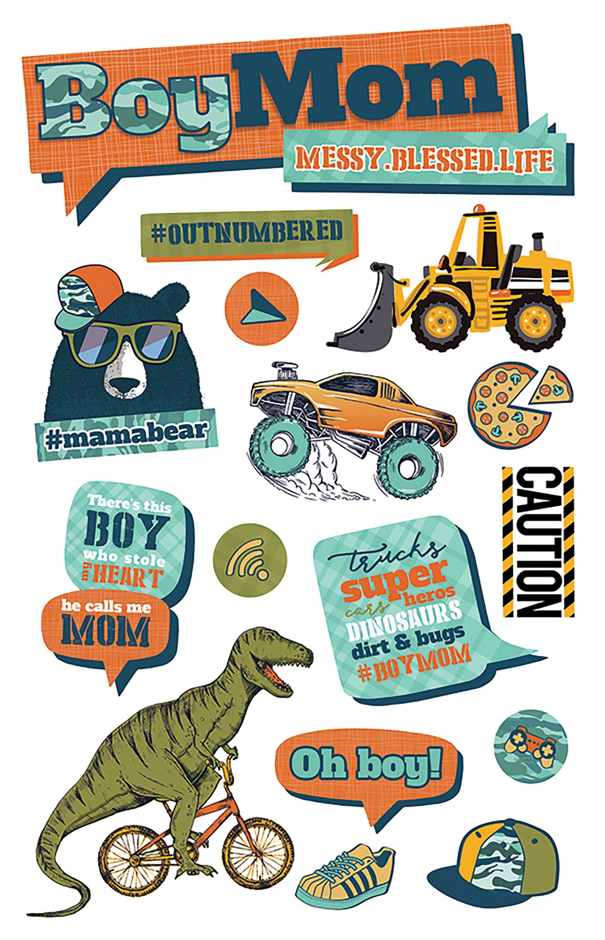 Paper House 3D Stickers 4.5"X7.5" -Boy Mom