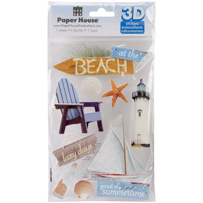 Paper House 3D Stickers 4.5"x8.5"-At The Beach