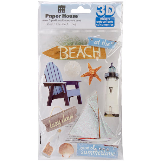 Paper House 3D Stickers 4.5"x8.5"-At The Beach