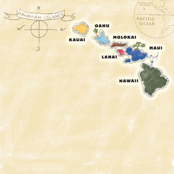 Hawaii Island Map Paper 12 x 12