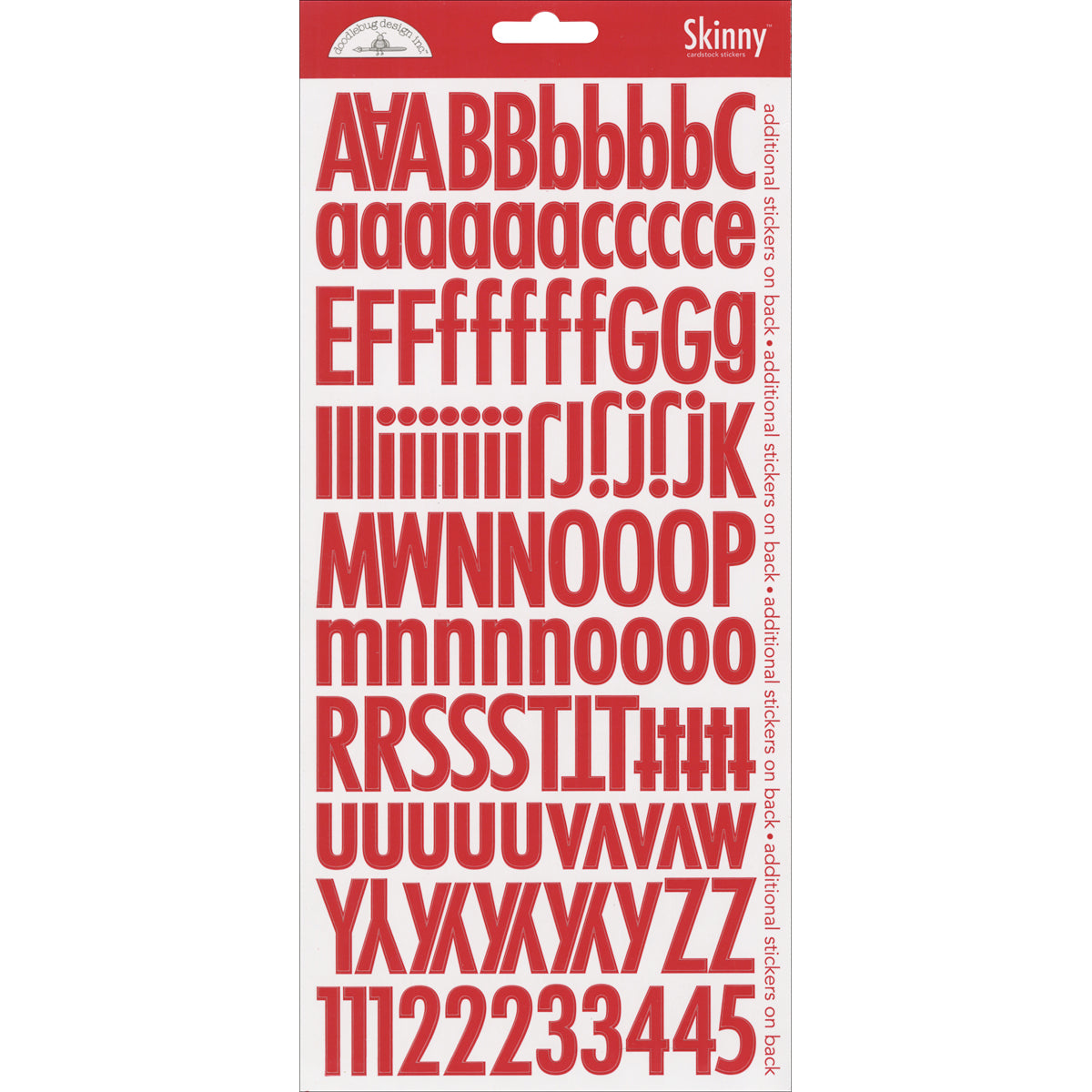 Doodlebug Skinny Cardstock Alpha Stickers 6"x13" 2/Pkg-Lily White