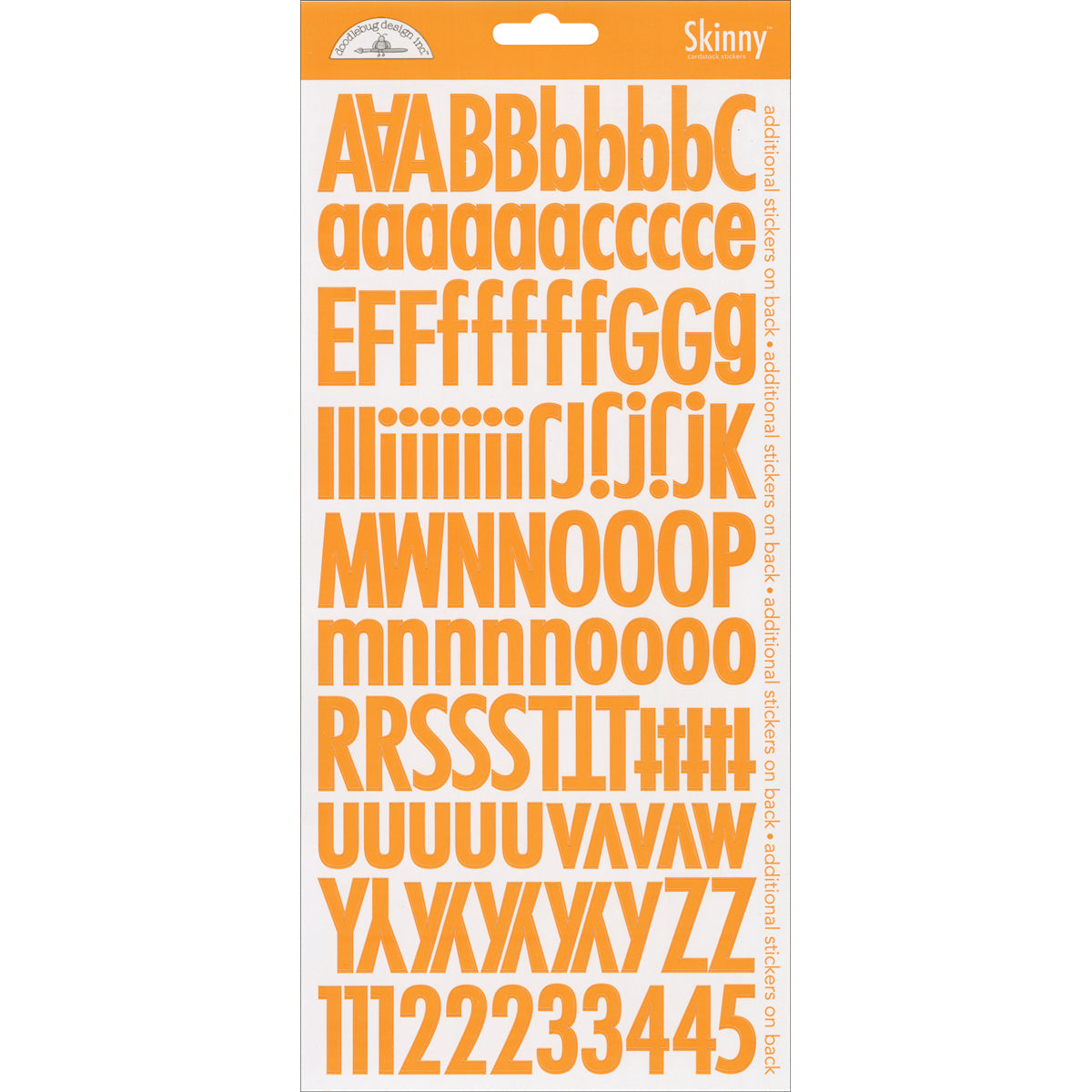 Doodlebug Skinny Cardstock Alpha Stickers 6"x13" 2/Pkg-Lily White