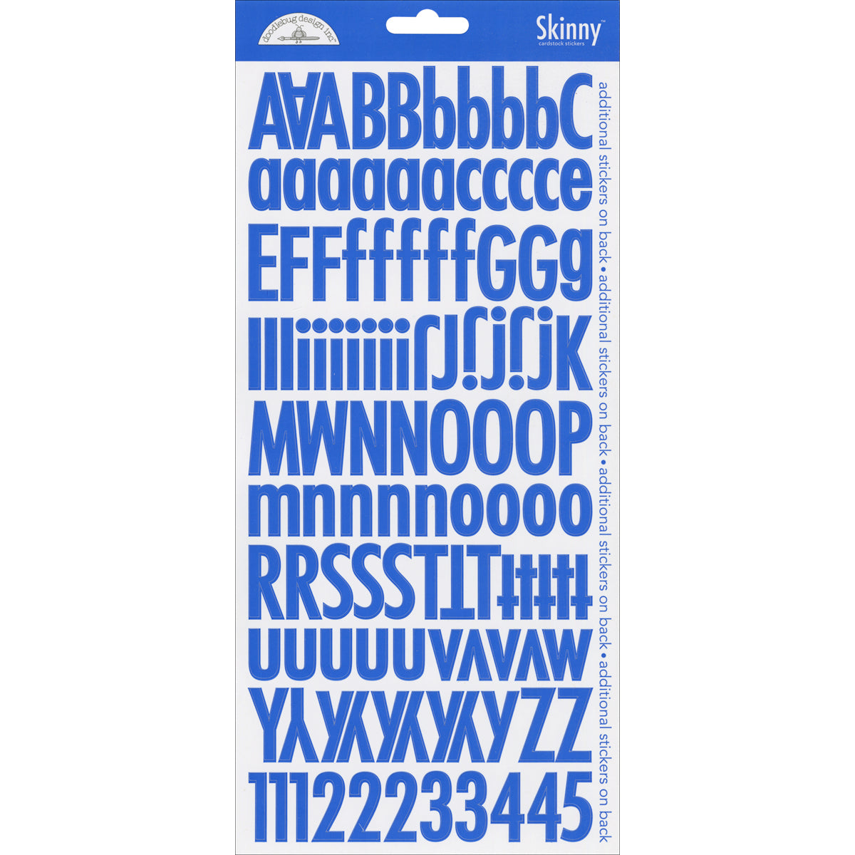 Doodlebug Skinny Cardstock Alpha Stickers 6"x13" 2/Pkg-Lily White