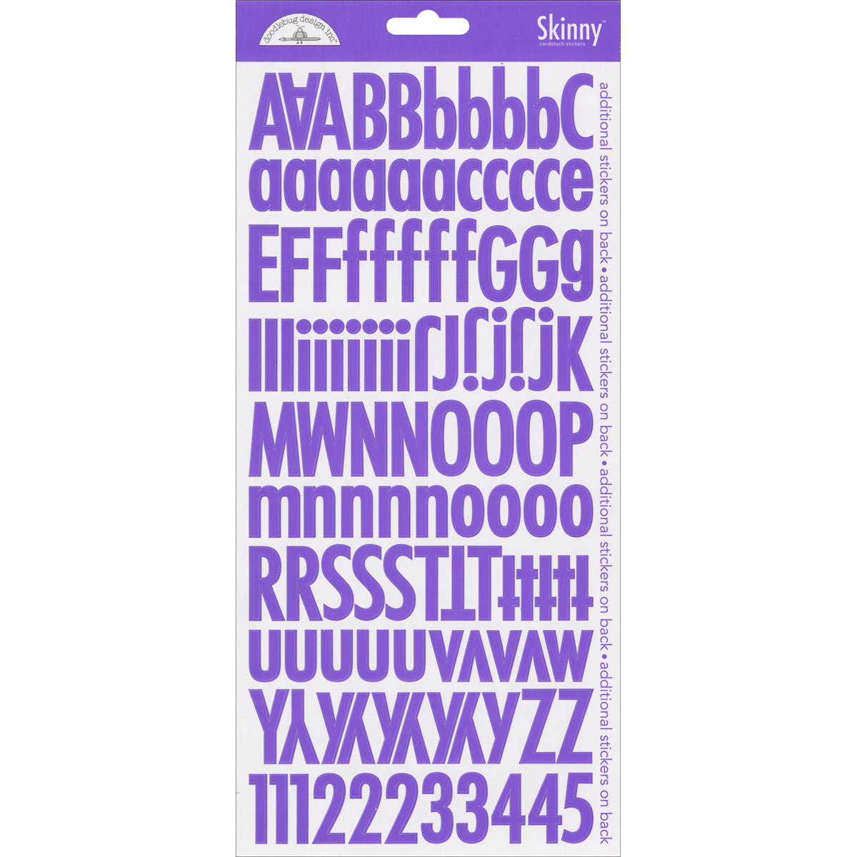 Doodlebug Skinny Cardstock Alpha Stickers 6"x13" 2/Pkg-Lily White