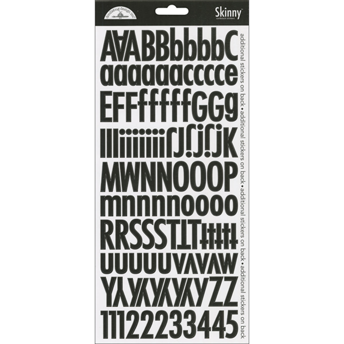 Doodlebug Skinny Cardstock Alpha Stickers 6"x13" 2/Pkg-Lily White