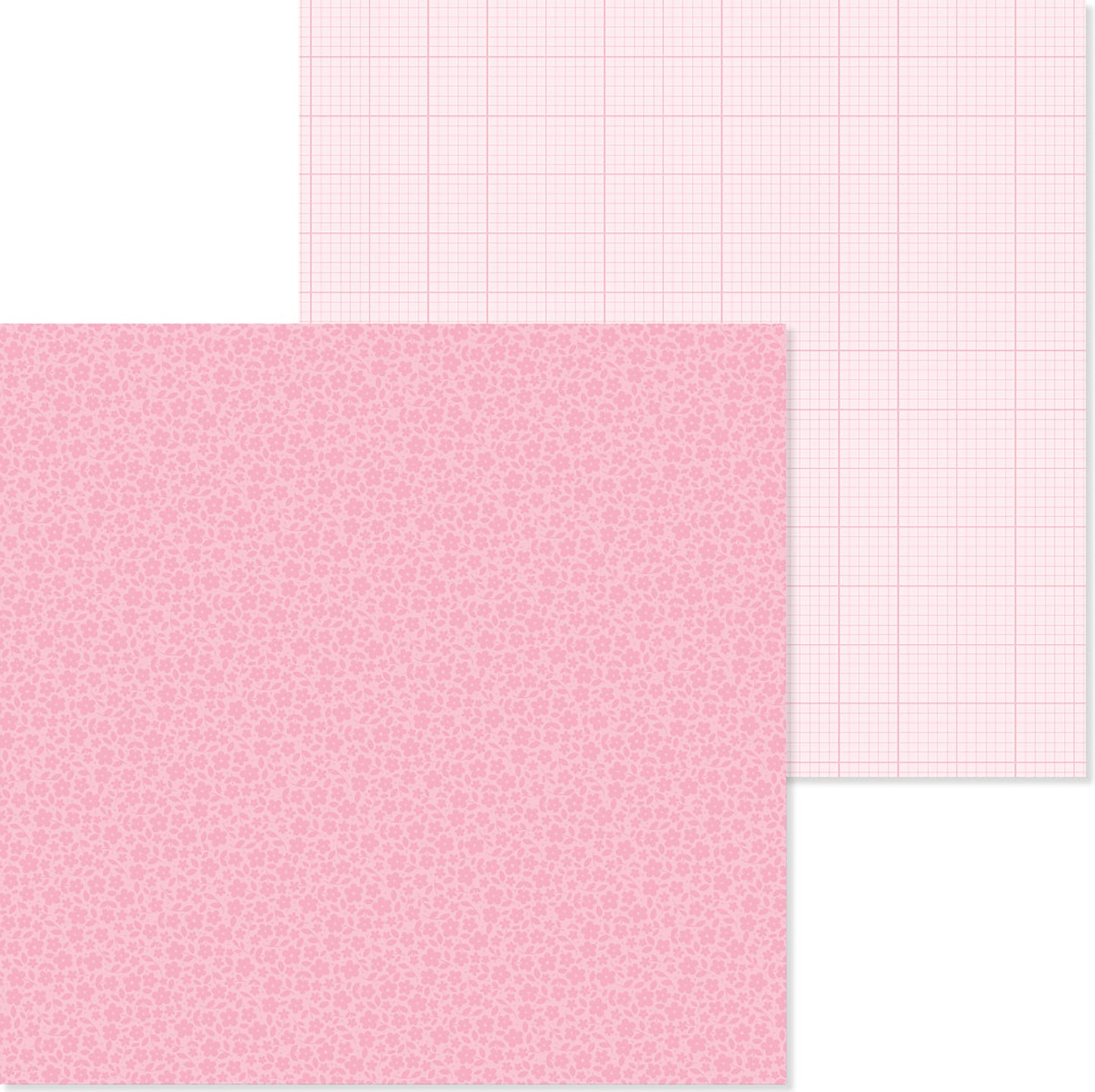 Doodlebug Petite Prints Floral/Graph Cardstock 12"X12"- Select Style