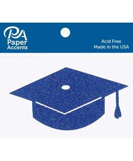 Glitter Graduation Cap Blue 6 ct