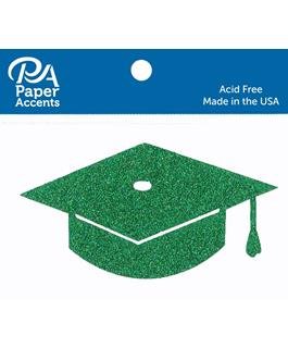 Glitter Graduation Cap Green 6 ct