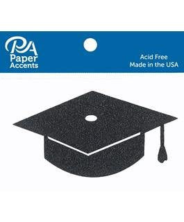 Glitter Graduation Cap Black 6 ct