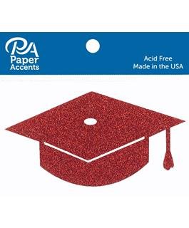 Glitter Graduation Cap Red 6 ct