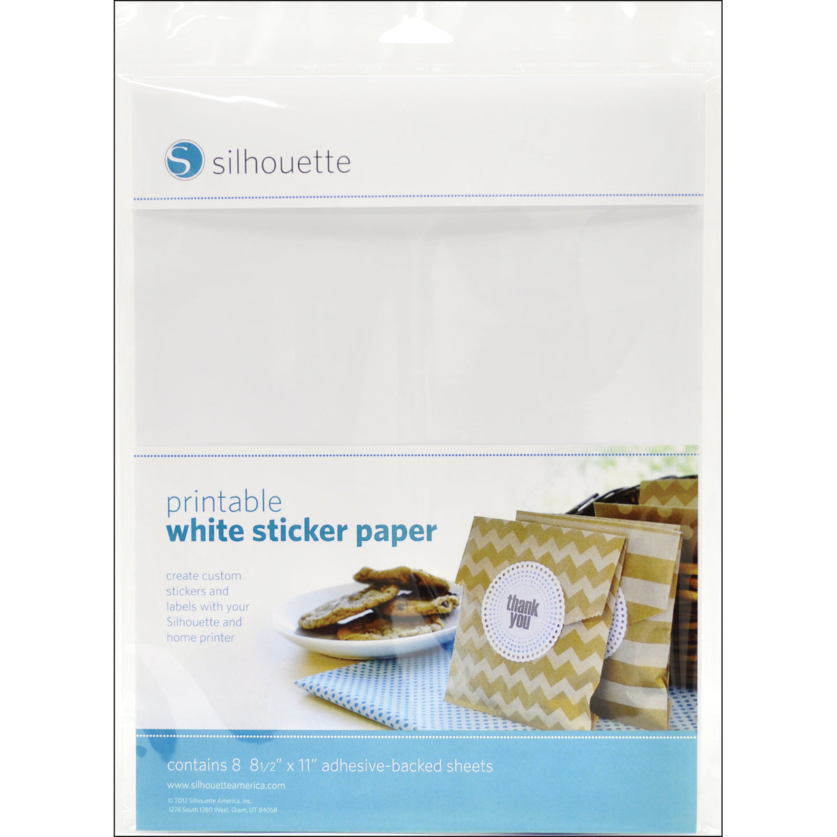 Silhouette Printable Sticker Paper 8.5"X11" 8/Pkg-White