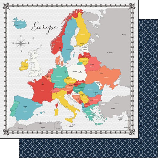 Europe Memories Map 12 x 12 paper