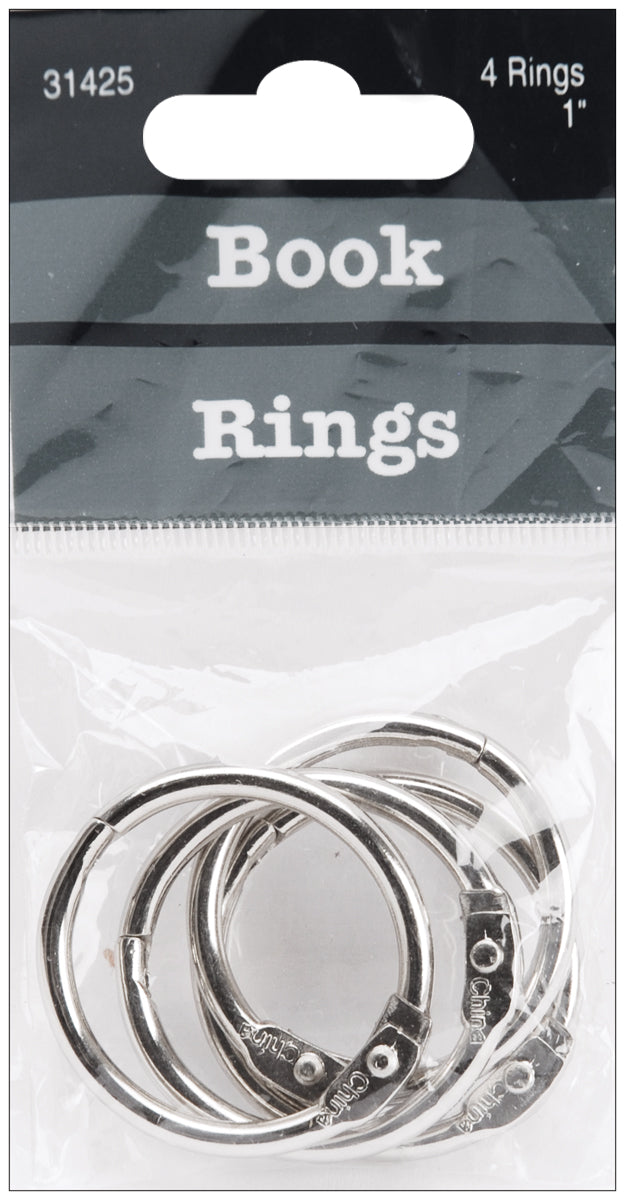 Book Rings 1" 4/Pkg-Silver