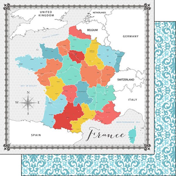 France Memories Map 12 x 12 paper