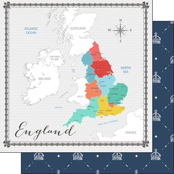 England Memories Map 12 x 12 paper