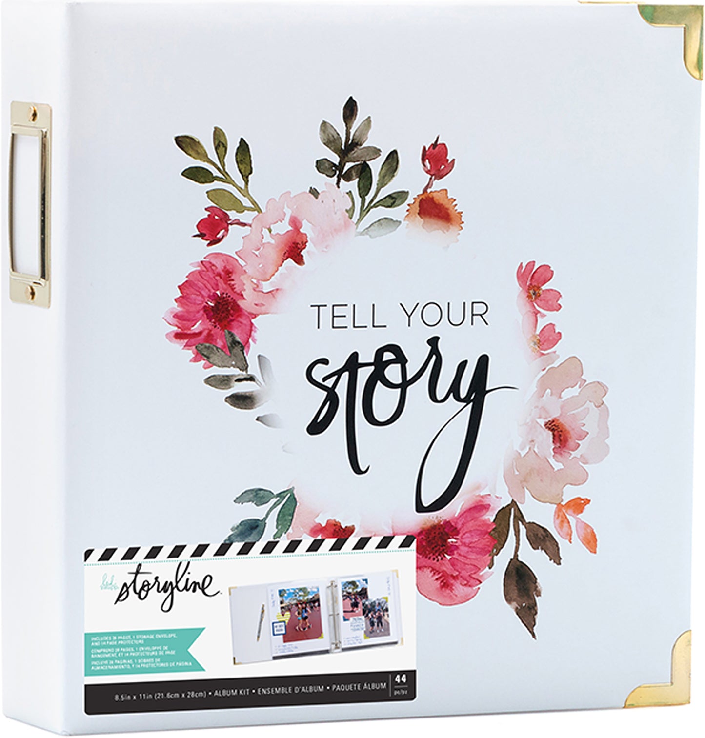 Heidi Swapp Storyline2 D-Ring Album 8.5"X11"-White Floral