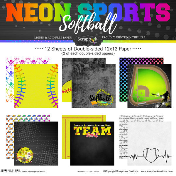 Softball Neon Paper Set