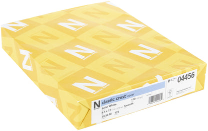 Neenah 110lb Classic Crest Cardstock 8.5"X11" 125/Pkg-Solar White, MSRP $.22 Per Sheet