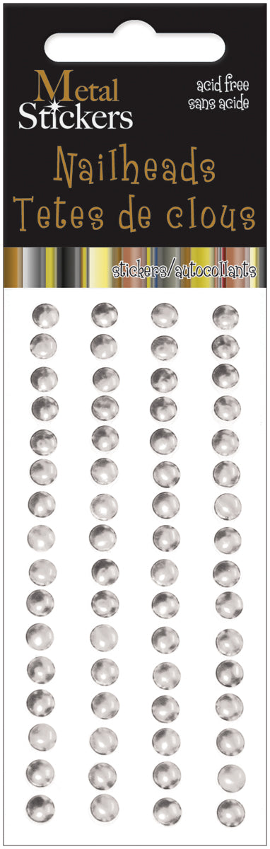 Mark Richards Metal Stickers Nailheads 5mm Round 64/Pkg-Silver