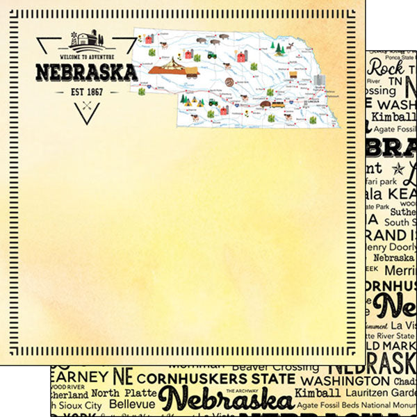 Nebraska Postage Map Paper