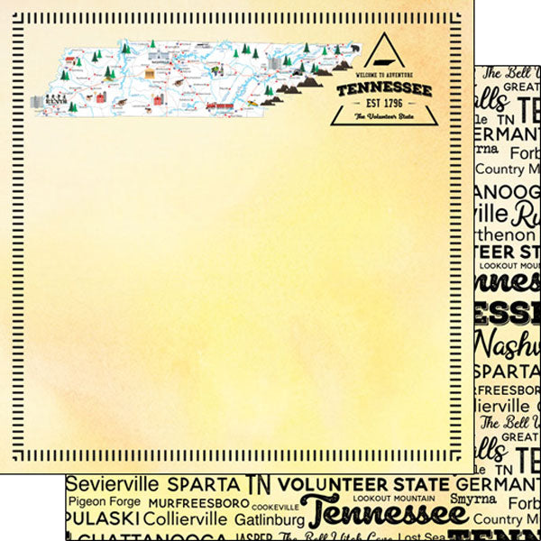 Tennessee Postage Map Paper (12 x 12)