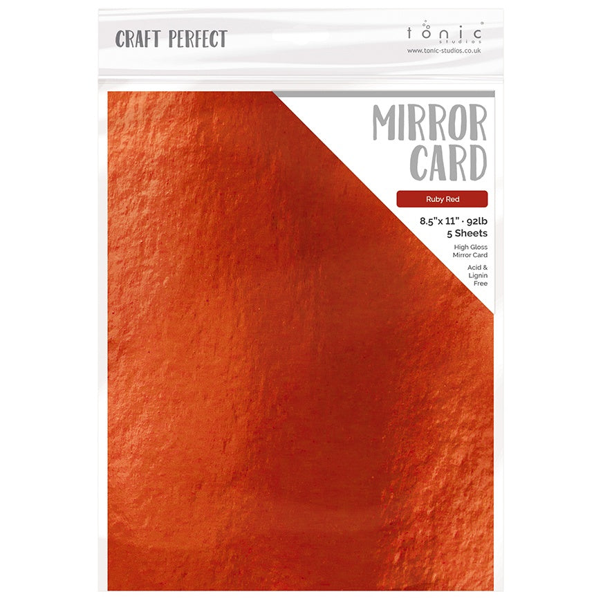 Craft Perfect High Gloss Mirror Cardstock 8.5"X11" 5/Pkg-Ruby Red