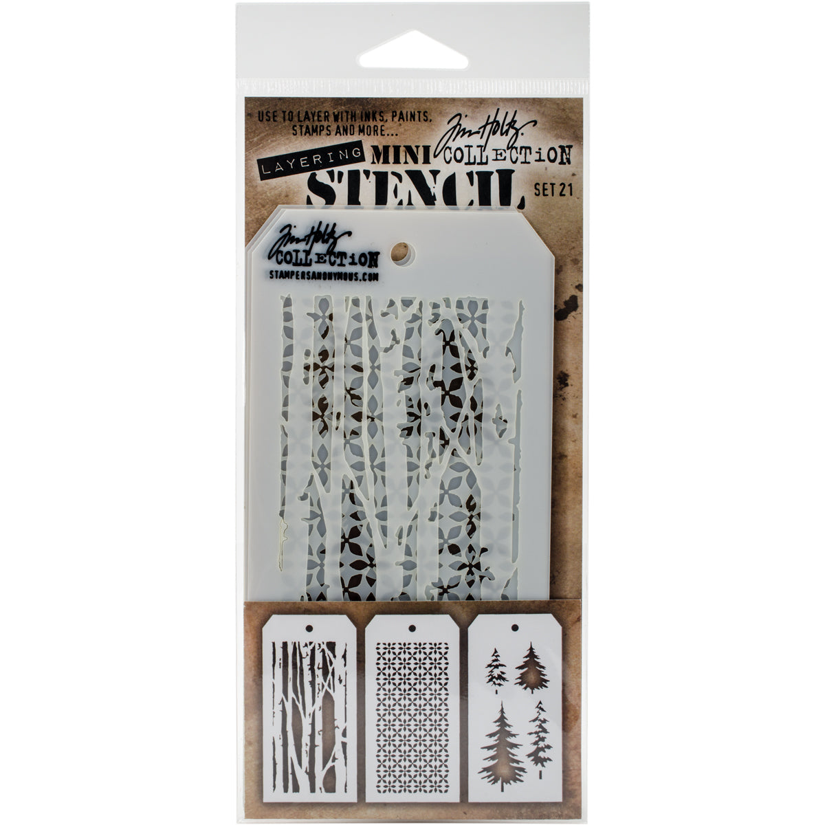 Tim Holtz Mini Layered Stencil Set 3/Pkg-Set #3