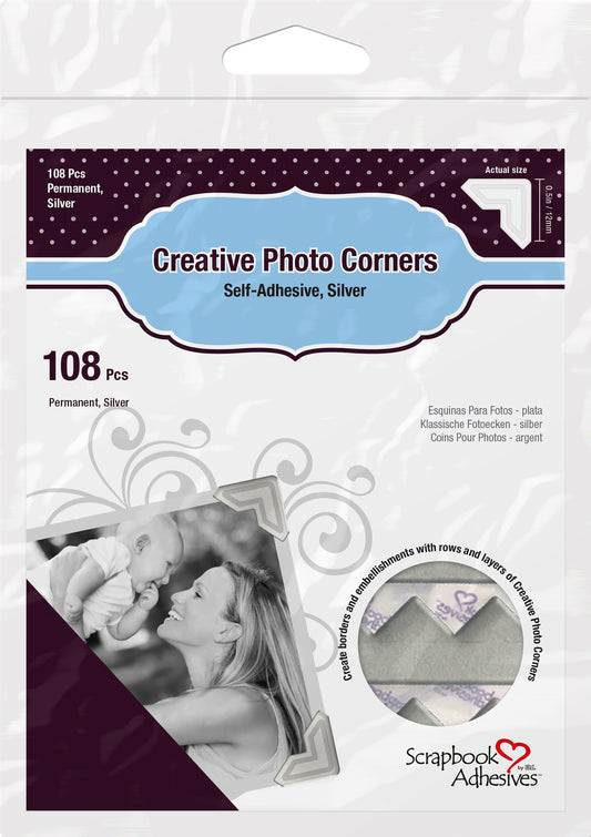 Scrapbook Adhesives Paper Photo Corners Self-Adhesive 108/Pk-White