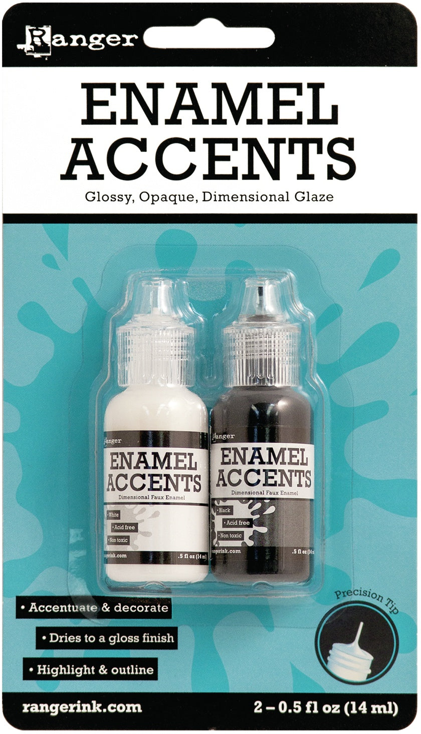 Ranger Enamel Accents .5oz 2/Pkg-Black & White