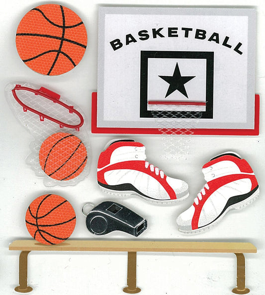 Jolee's Boutique Dimensional Stickers-Basketball
