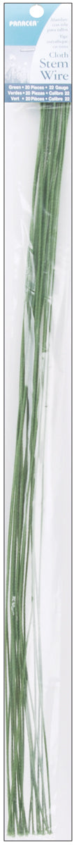 Panacea Cloth Covered Stem Wire 22 Gauge 18" 20/Pkg-Green