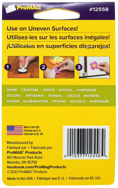 ProMag Round Magnets W/Foam Adhesive-(4) .5" & (4) .75"