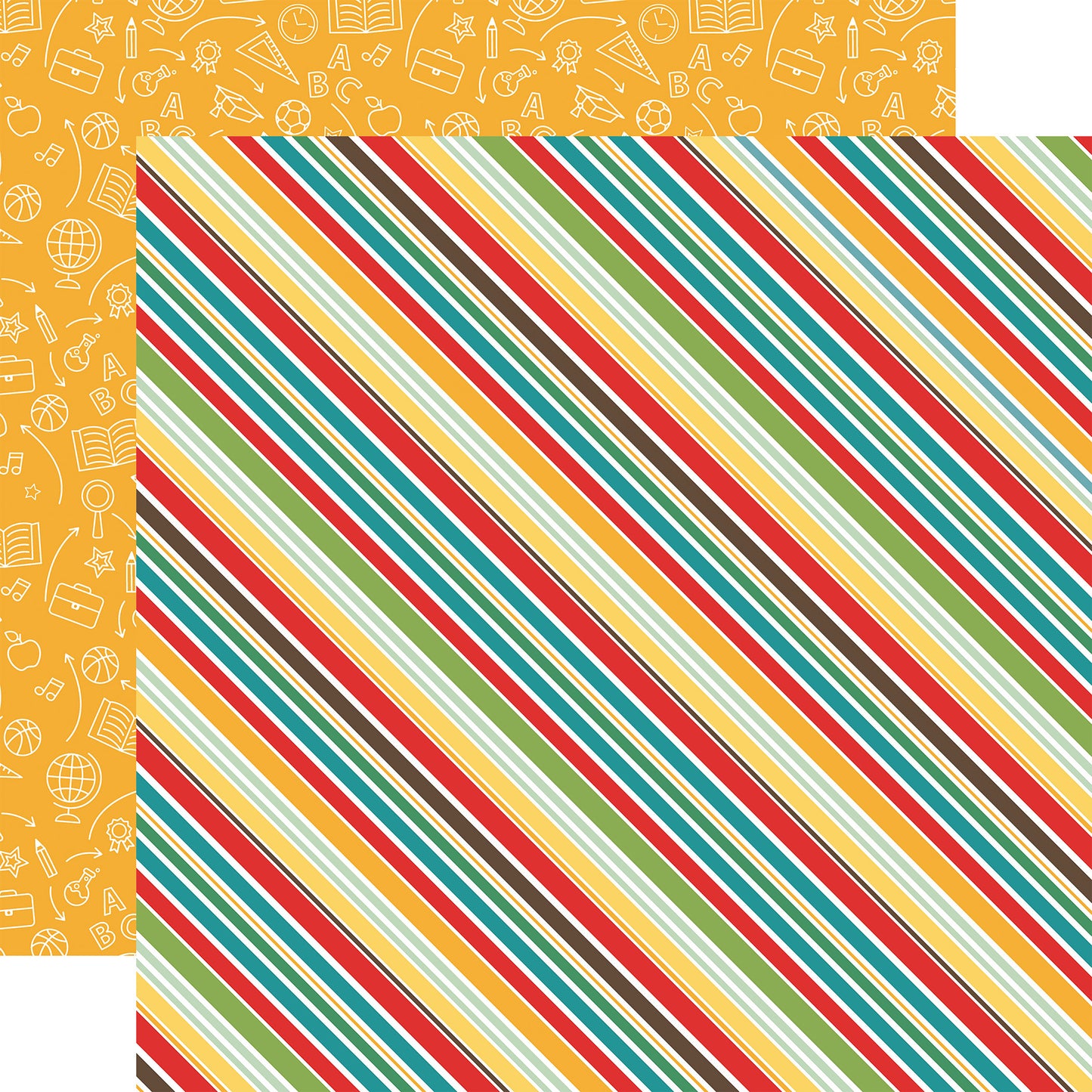 Back To School Double-Sided Cardstock 12"X12"-Border Stripes