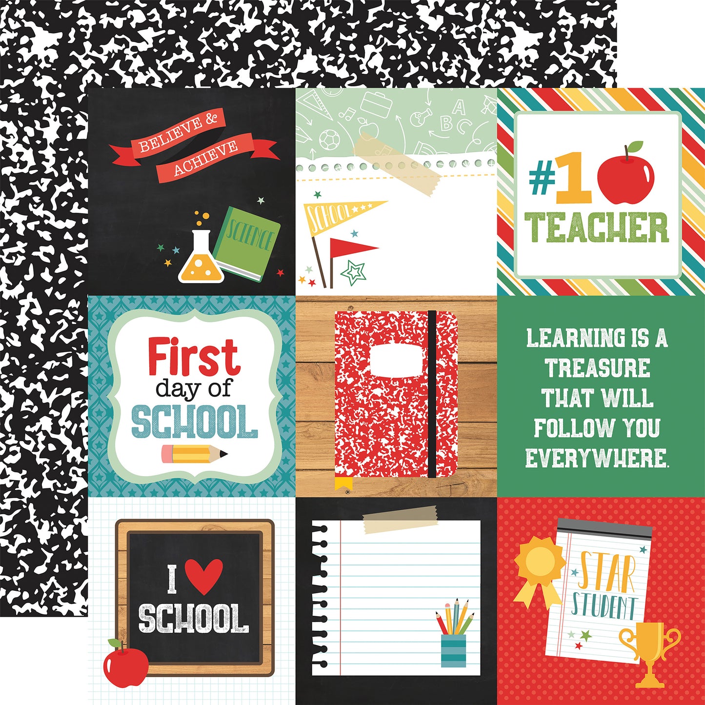 Back To School Double-Sided Cardstock 12"X12"-Border Stripes