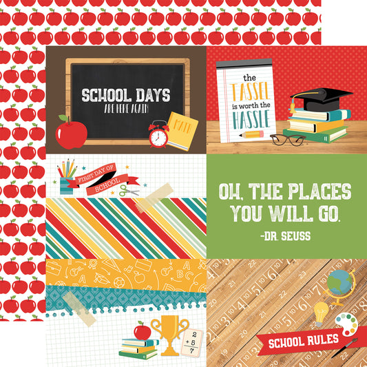 Back To School Double-Sided Cardstock 12"X12"-Border Stripes