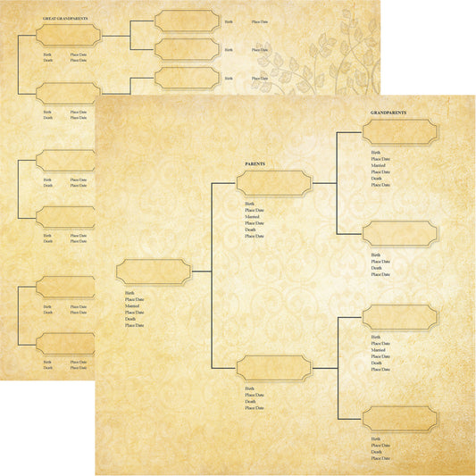 Family Tree Double-Sided Cardstock 12"X12"-Generations