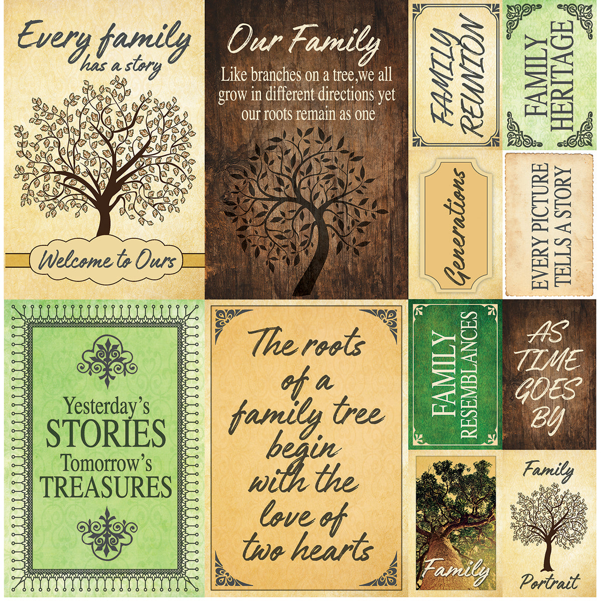 Family Tree Poster Cardstock Stickers-12"X12"