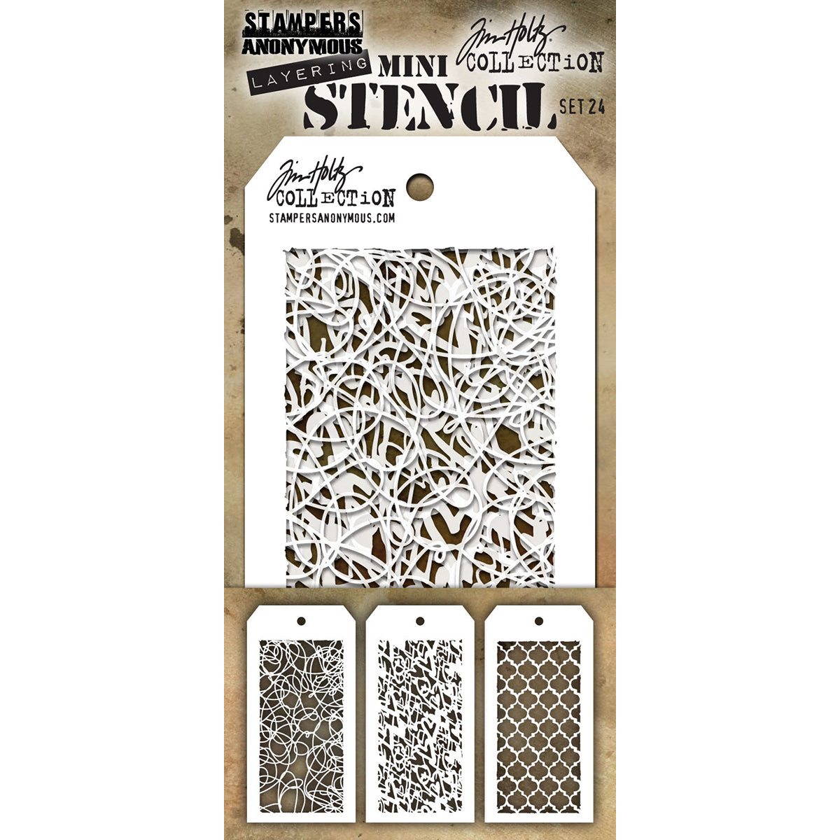 Tim Holtz Mini Layered Stencil Set 3/Pkg-Set #3